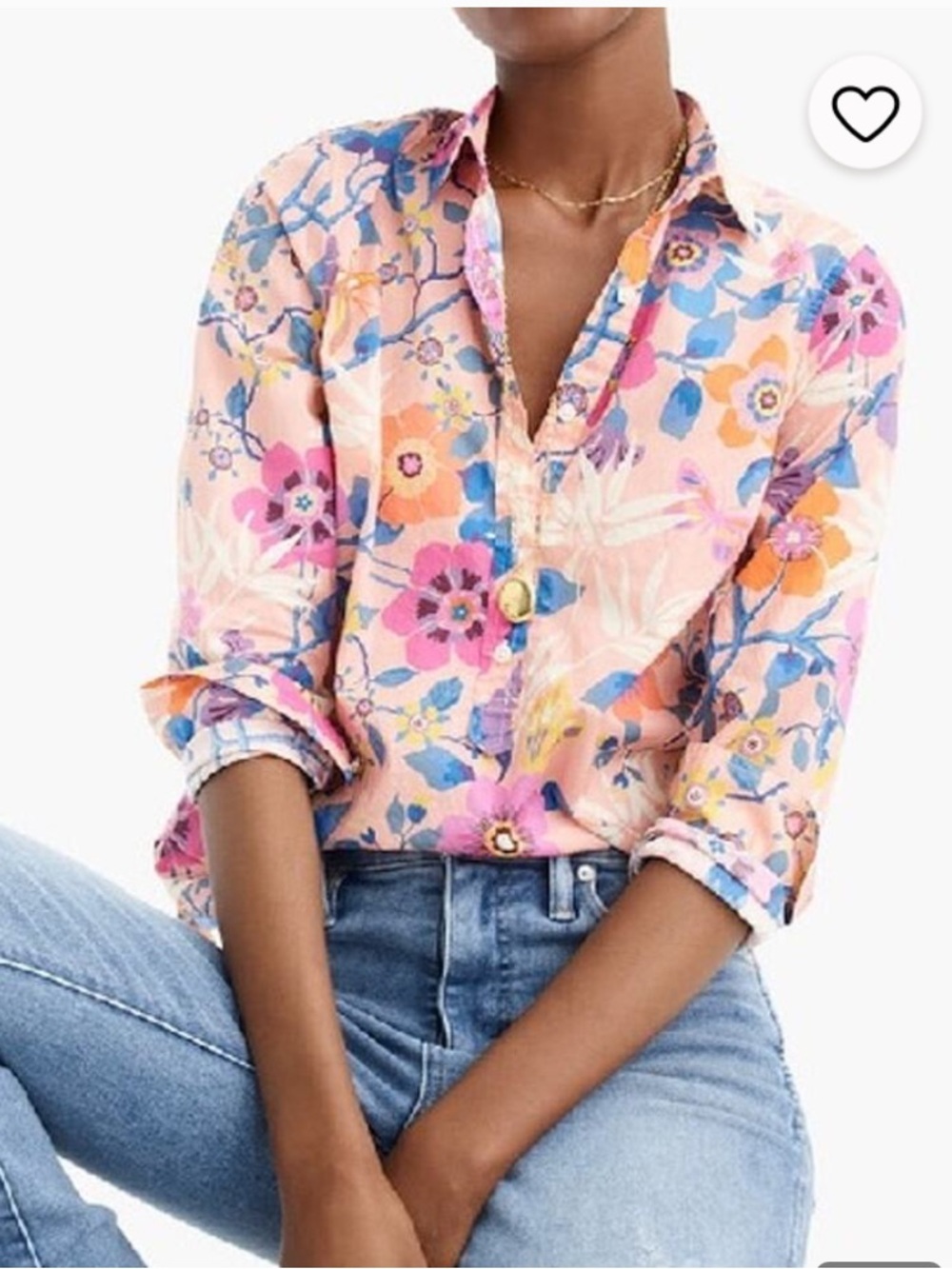 JCrew Bright Floral Button-Up Shirt in Pink & Blue size M / 12